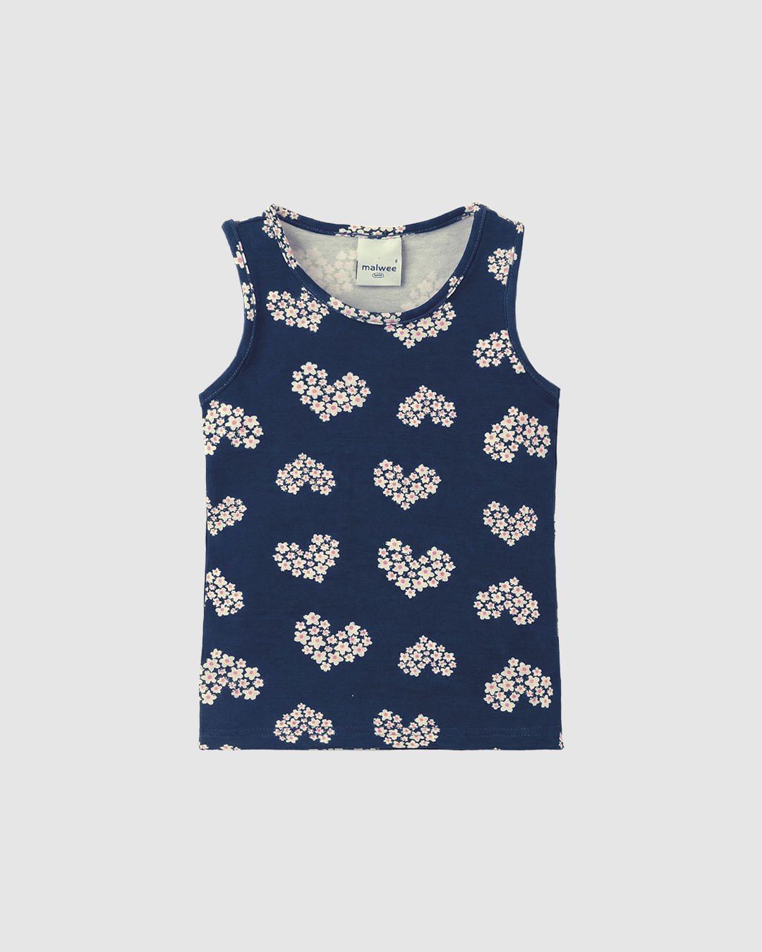 Regata Infantil Menina Alça Larga Estampada Em Algodão Malwee Kids - Azul - 8