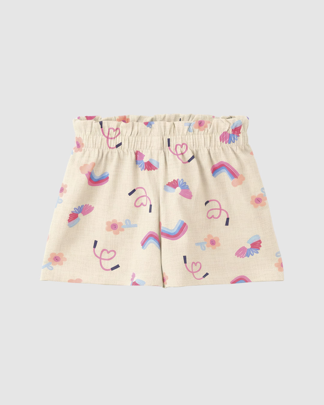 Shorts Infantil Menina Evasê Cós Clochard Estampado Em Algodão Malwee Kids - Off White - 8