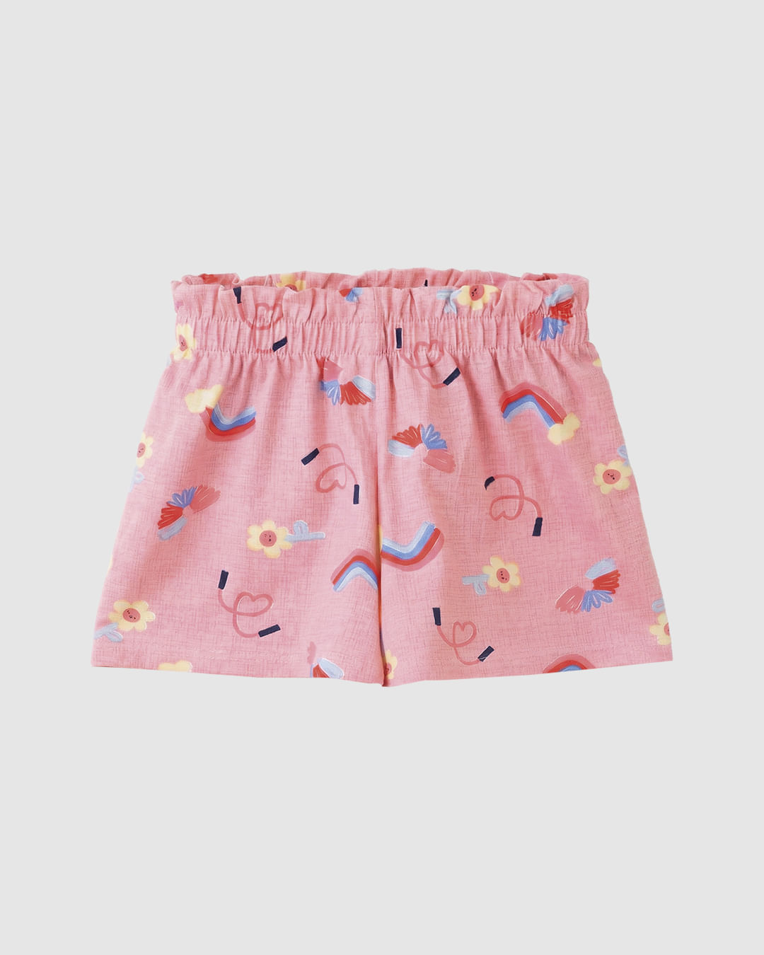 Shorts Infantil Menina Evasê Cós Clochard Estampado Em Algodão Malwee Kids - Rosa - 6