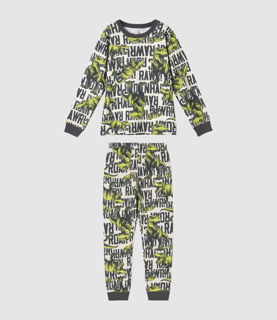 Pijama Infantil Menino Camiseta E Calça Estampa Brilha No Escuro Malwee Kids - Cinza - 12