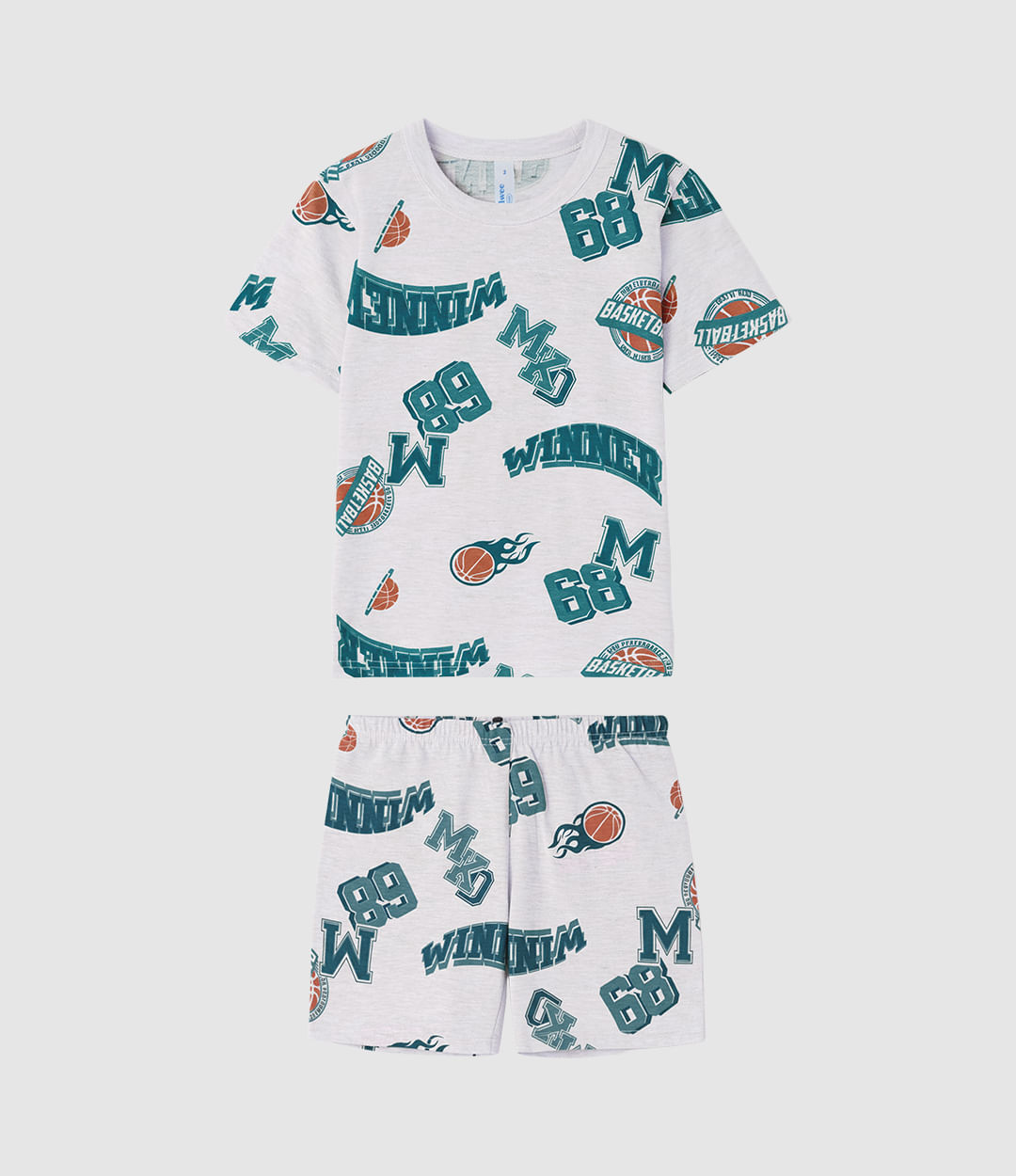 Pijama Curto Infantil Menino Estampa Corrida Em Algodão Malwee Kids - Cinza - 10