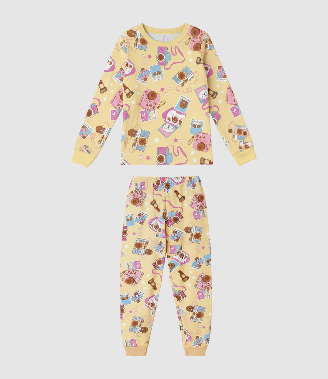 Pijama Infantil Menina Blusa E Calça Estampa Rotativa Em Algodão Malwee Kids - Amarelo - 8