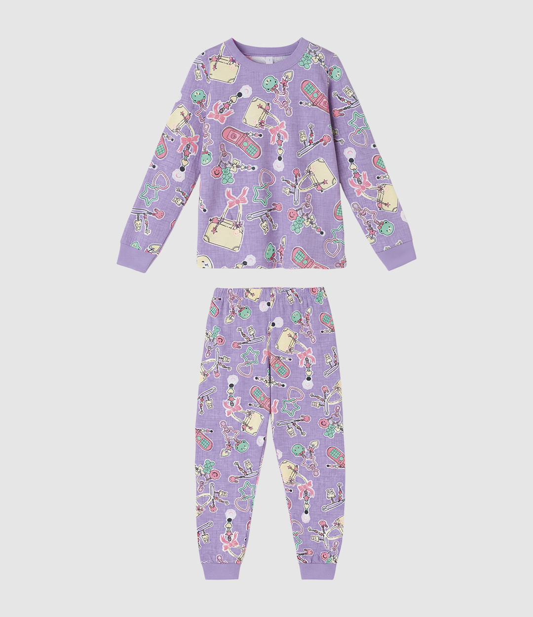 Pijama Infantil Menina Blusa E Calça Estampa Rotativa Em Algodão Malwee Kids - Roxo - 8