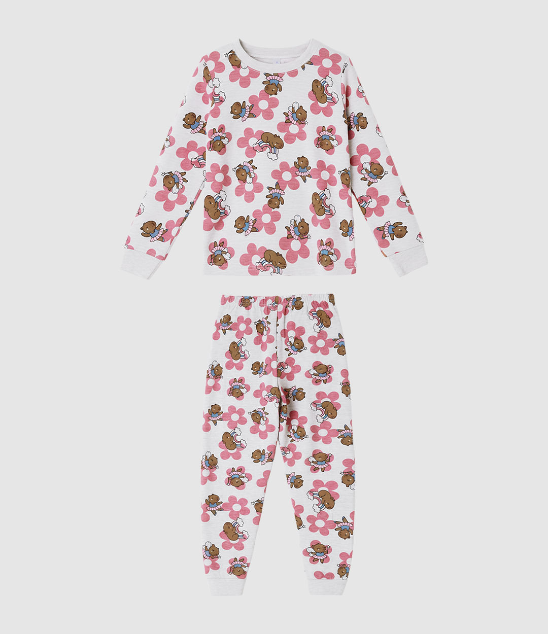 Pijama Infantil Menina Blusa E Calça Estampa Rotativa Em Algodão Malwee Kids - Cinza - 8