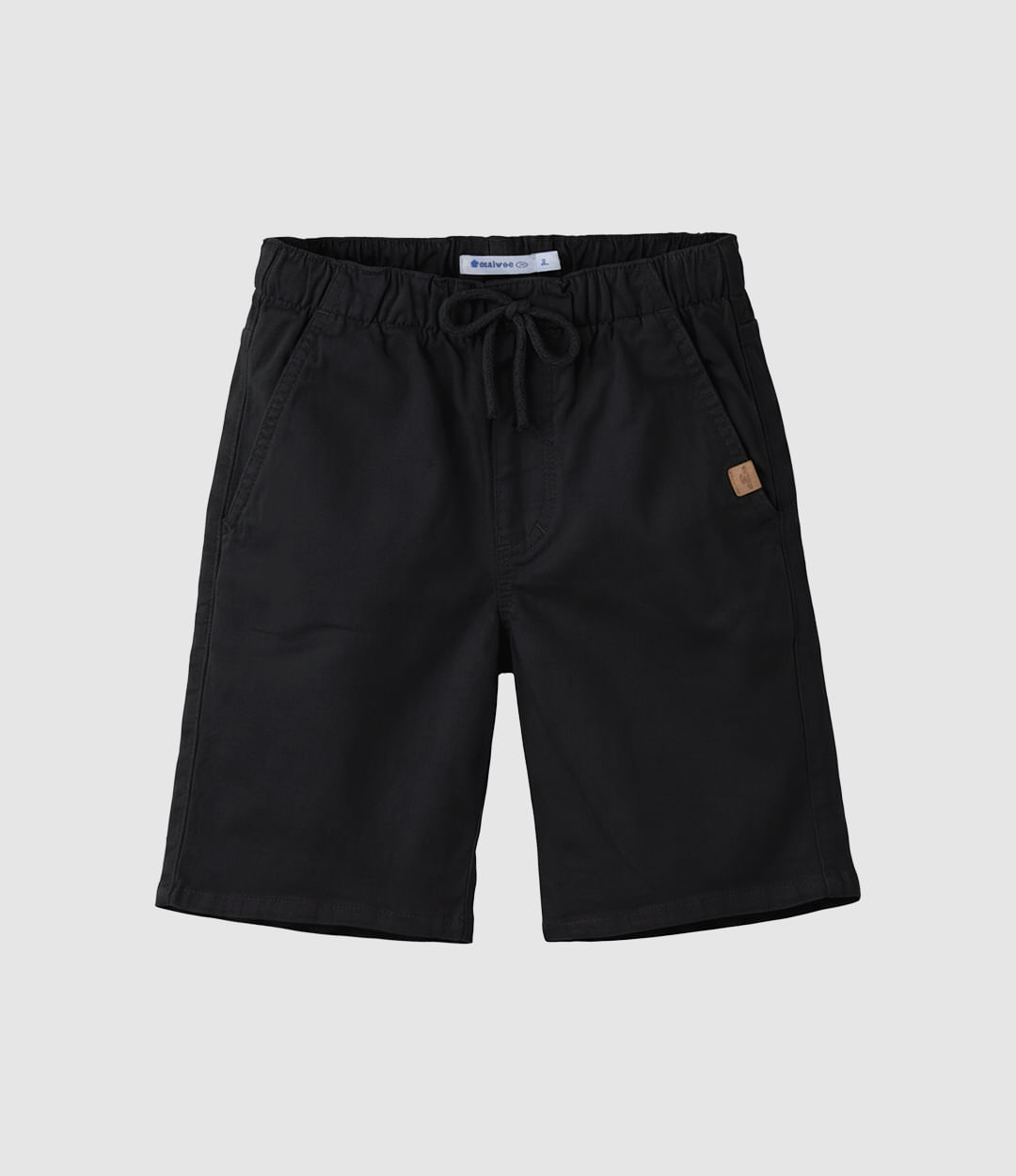 Bermuda Infantil Menino Cadarço Frontal Em Sarja Com Elastano Malwee Kids - Preto - 18