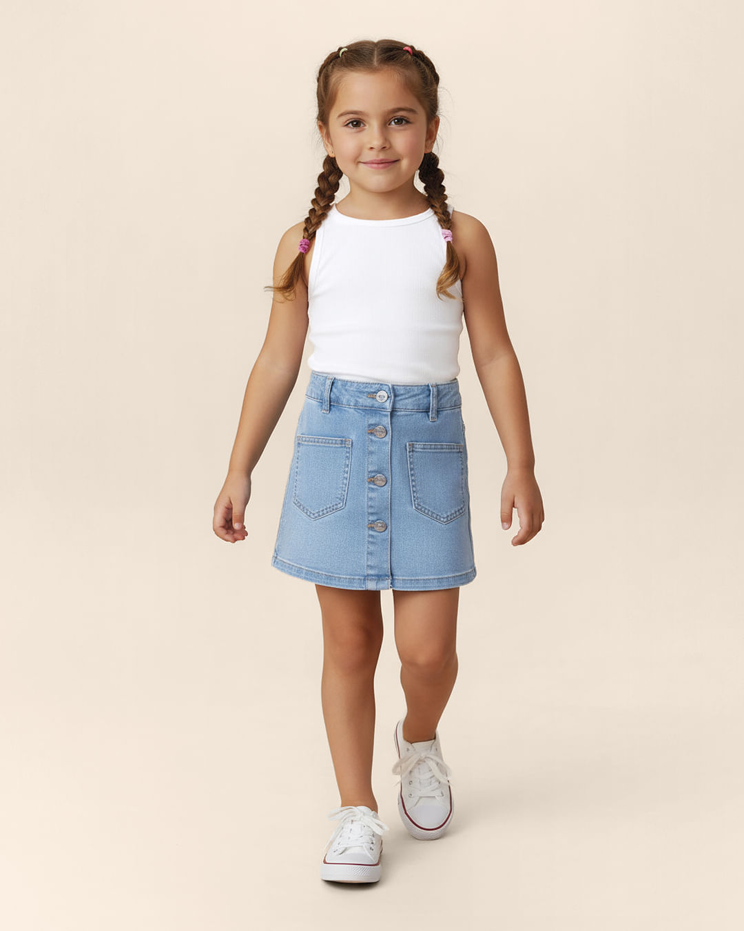 Regata Infantil Menina Decote Redondo Alça Média Em Algodão Malwee Kids