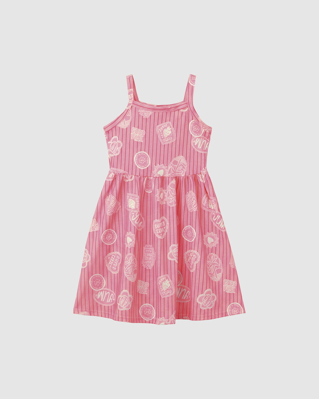 Vestido Infantil Rodado Decote Reto Em Algodão Malwee Kids - Rosa - 8