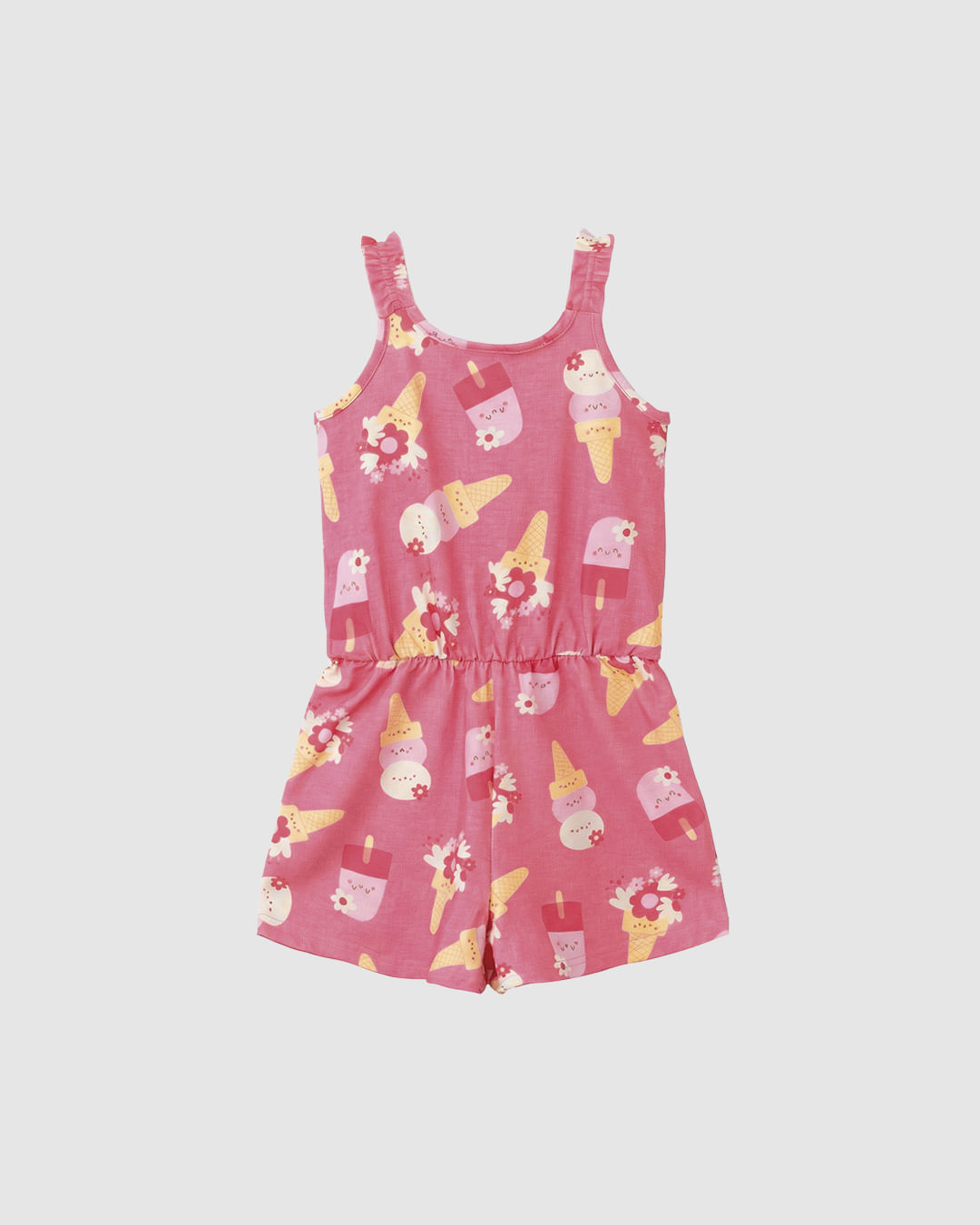 Macaquinho Infantil Menina Alça Elástico Em Algodão Malwee Kids - Rosa - 6