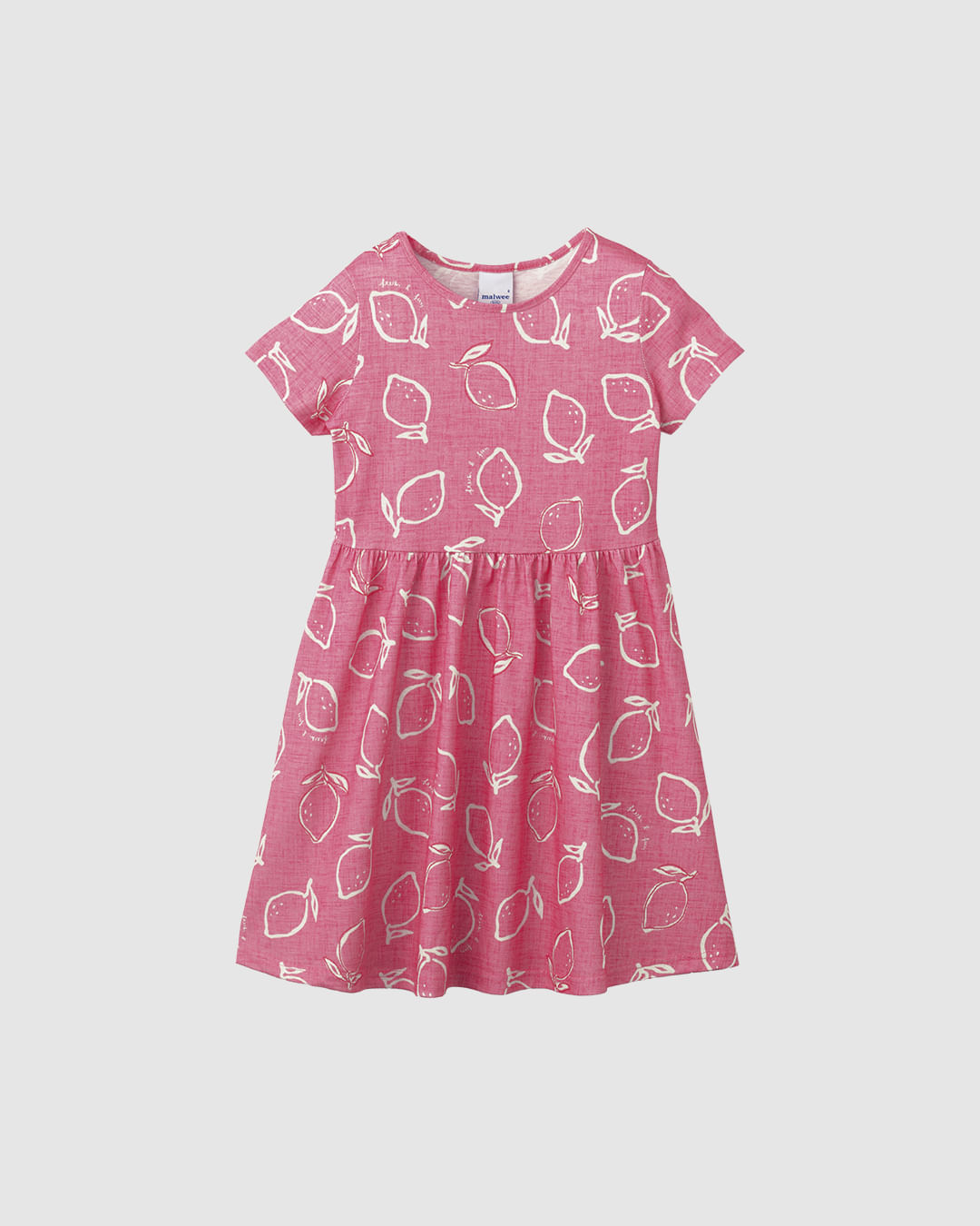 Vestido Infantil Evasê Manga Curta Estampado Em Algodão Malwee Kids - Rosa - 6