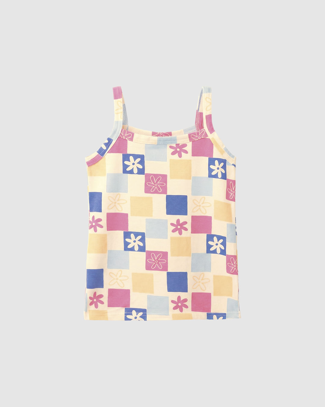 Regata Infantil Menina Alça Fina Estampada Em Algodão Malwee Kids - Azul - 6