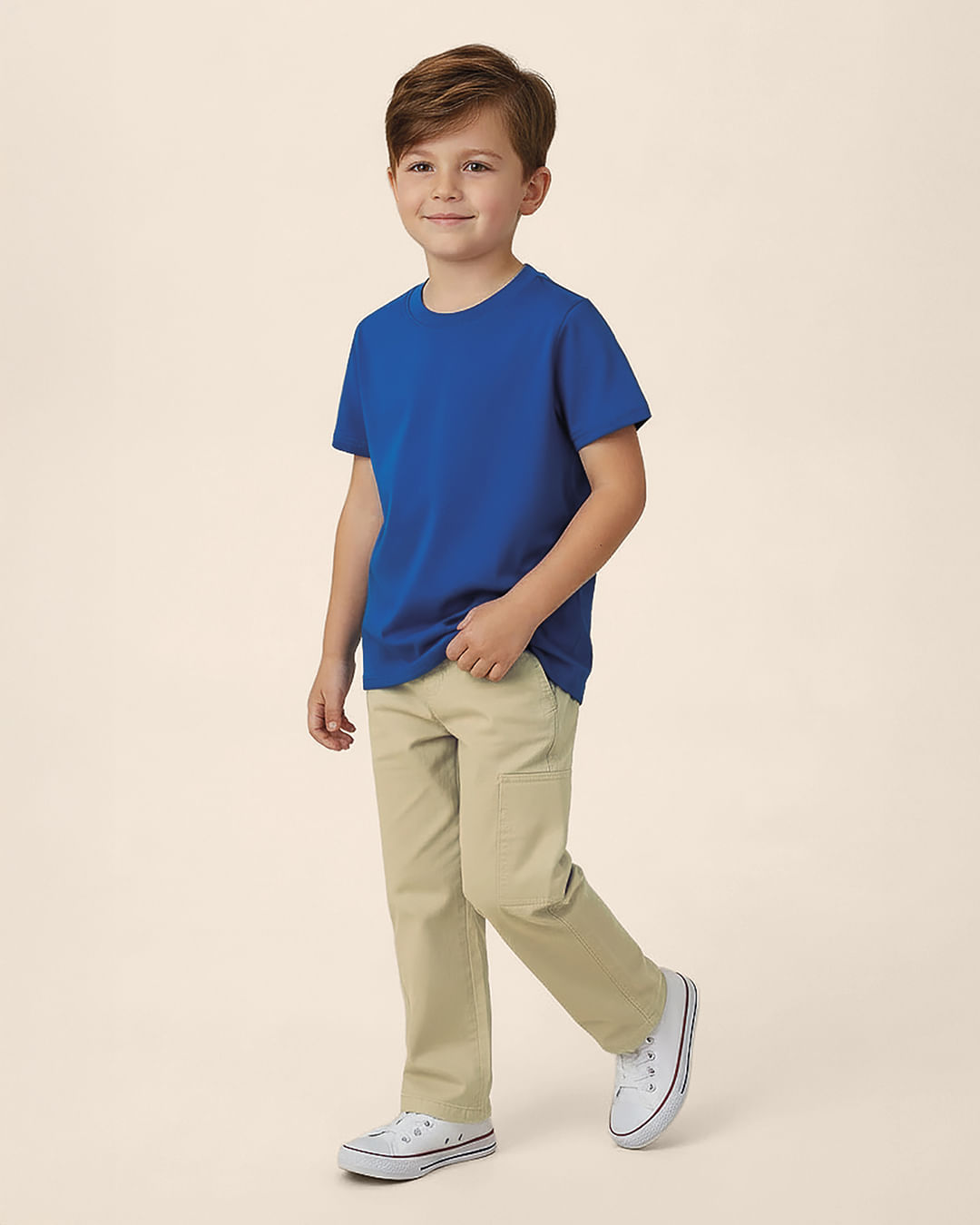 Calça Infantil Menino Reta Cargo Cadarço Frontal Sarja Stretch Malwee Kids - Bege - 8