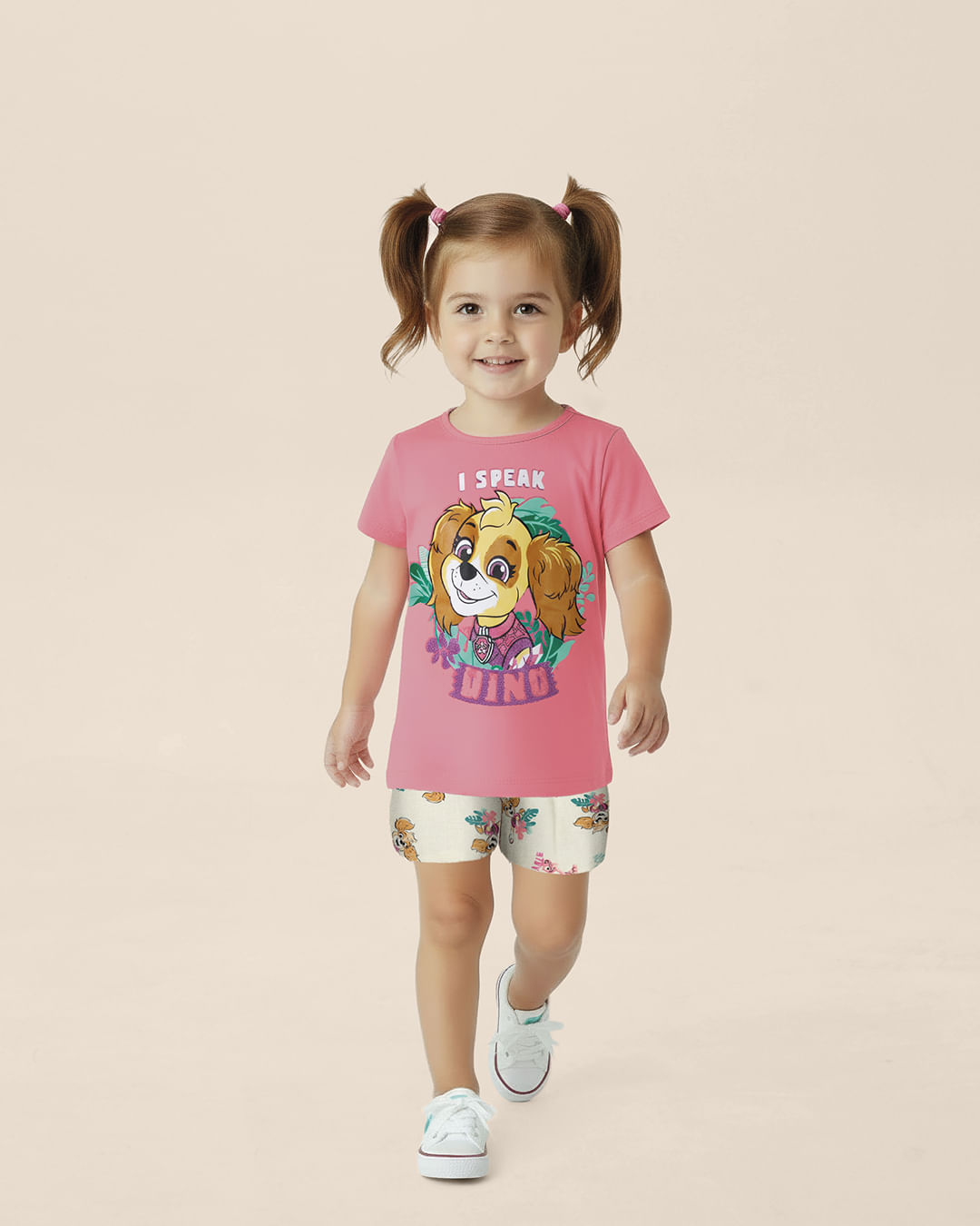 Conjunto Infantil Menina I Speak Dino Patrulha Canina Em Algodão Malwee Kids - Rosa - 6