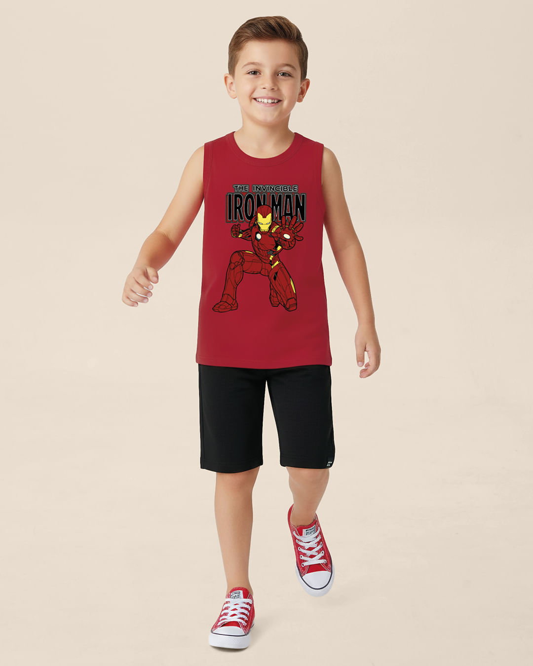 Conjunto Infantil Menino The Invincible Iron Man Os Vingadores Malwee Kids - Vermelho - 10