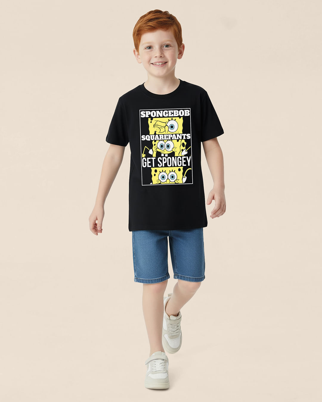 Camiseta Infantil Menino Bob Esponja Calça Quadrada Em Algodão Malwee Kids - Preto - 12