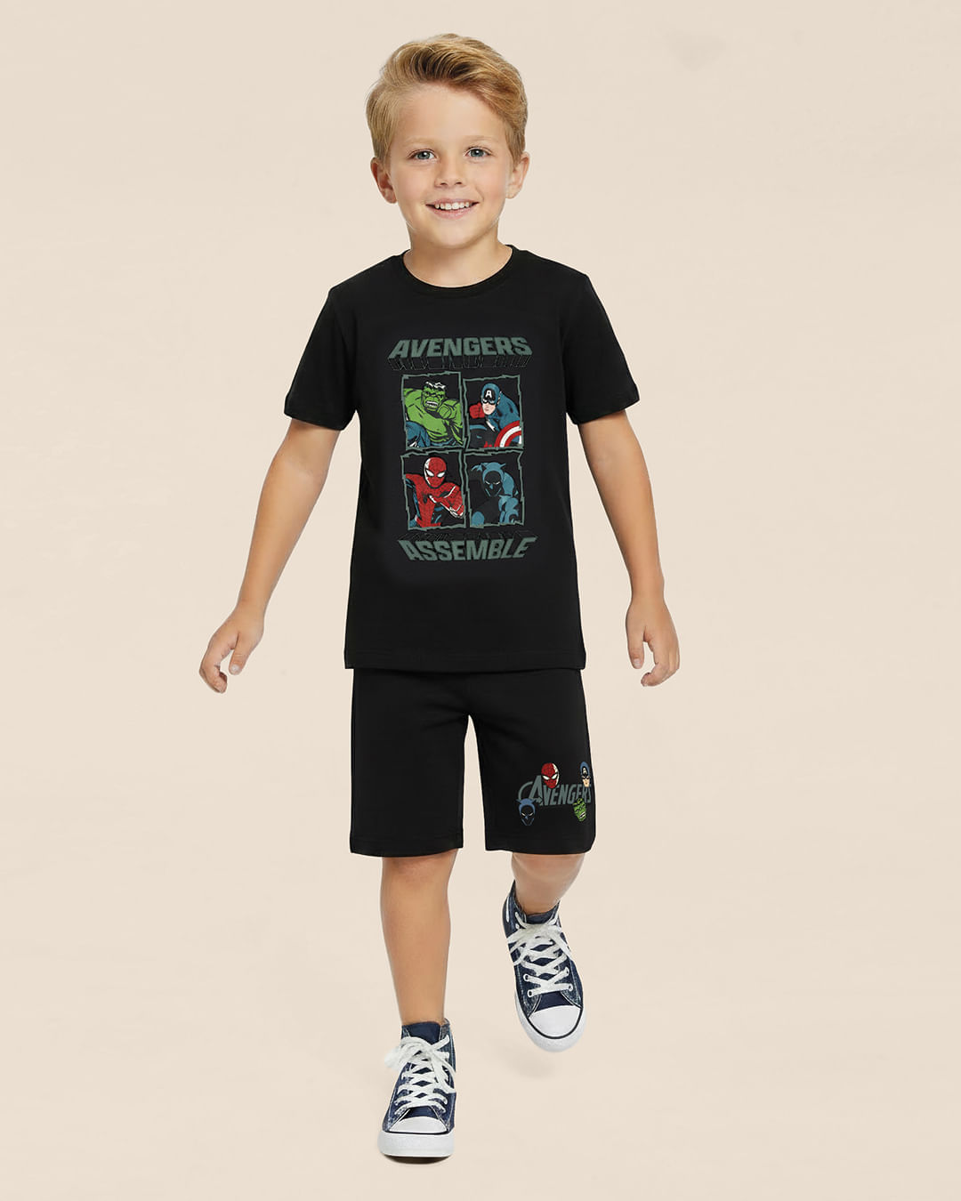 Conjunto Infantil Menino Os Vingadores Avante Em Algodão Malwee Kids - Preto - 8
