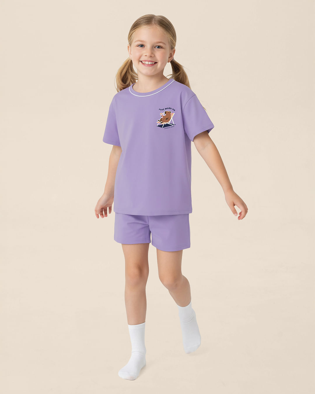 Pijama Infantil Menina Blusa Gola Costura Contraste Em Algodão Malwee Kids - Roxo - 6