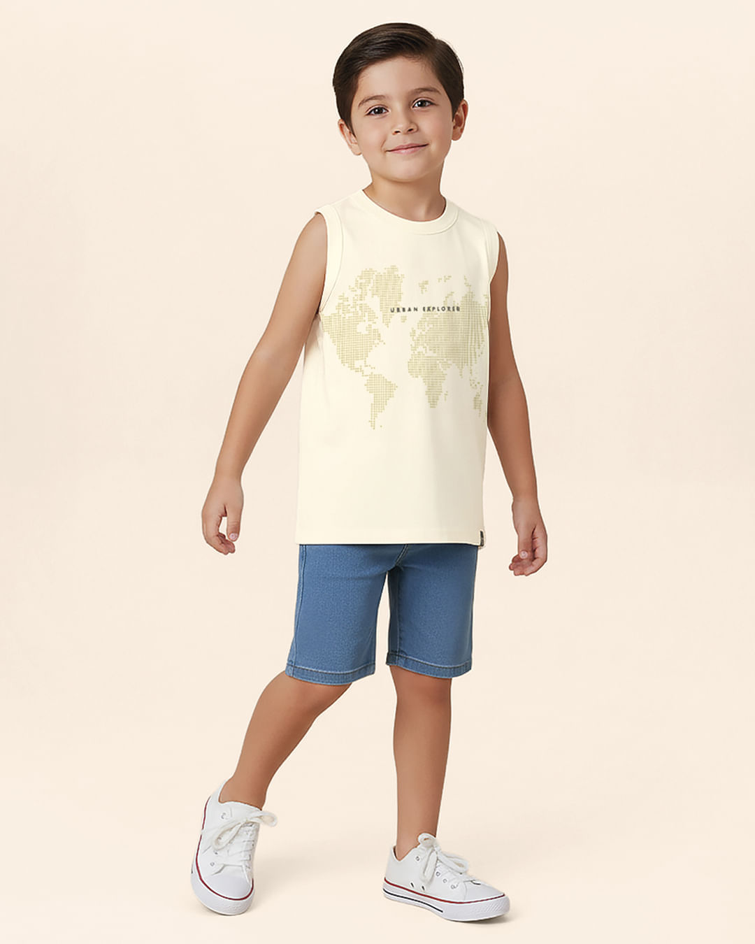 Regata Infantil Menino Estampa Urban Explorer Em Malha Anti Odor Malwee Kids - Off White - 8