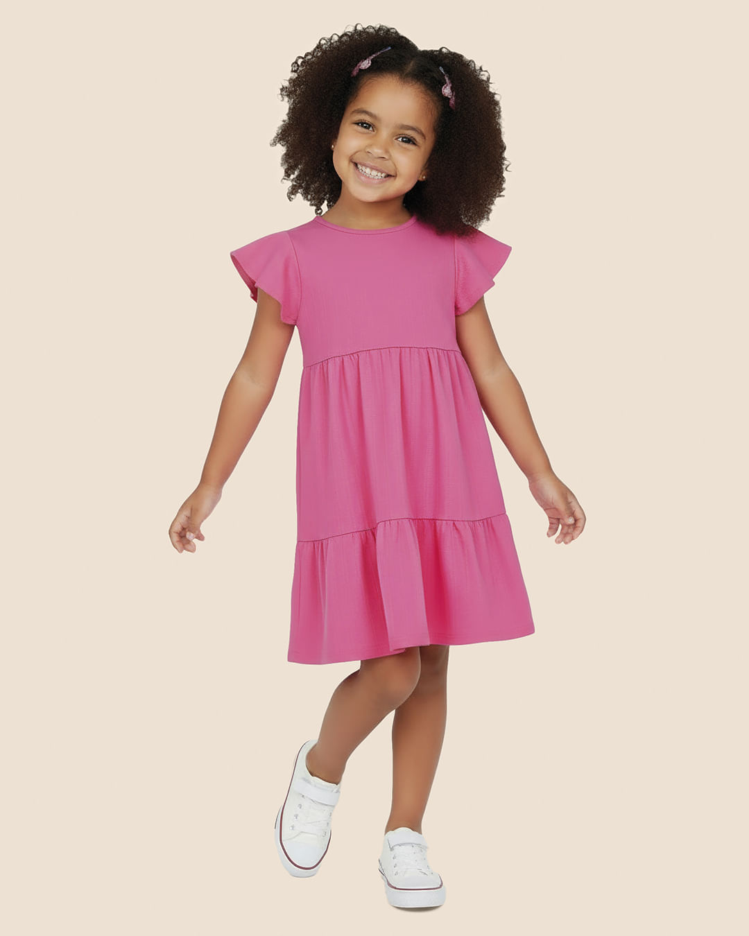 Vestido Infantil Detalhe Decote Costas Em Malha Texturizada Malwee Kids