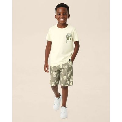 Conjunto Infantil Menino Bermuda Estampada Em Microfibra Malwee Kids