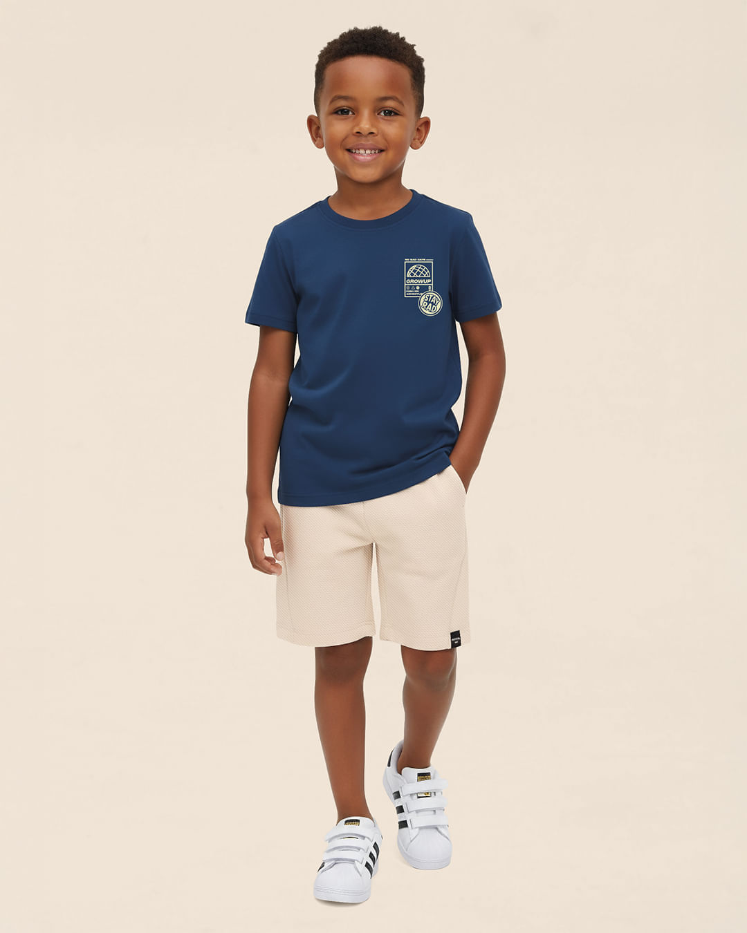 Conjunto Infantil Menino Bermuda Etiqueta Externa Moletom Sarja Malwee Kids - Azul - 10