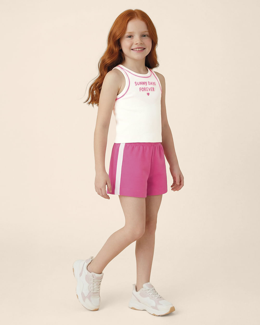 Conjunto Infantil Menina Regata Sunny Days Forever Em Ribana Malwee Kids - Off White - 6