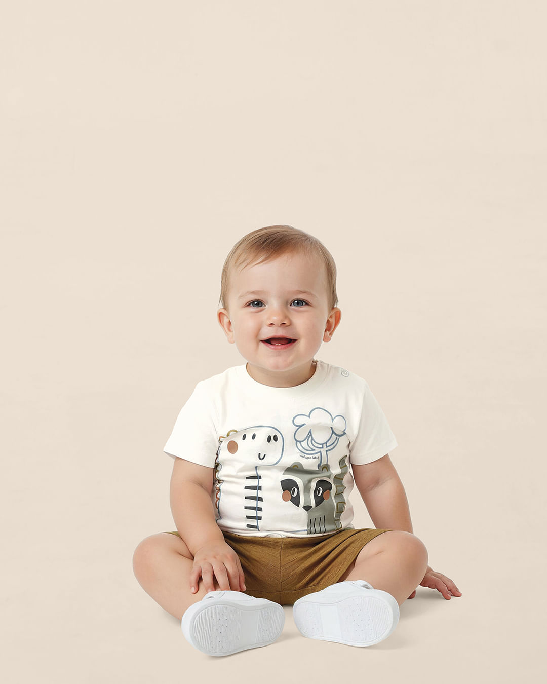 Conjunto Bebê Menino Estampa Puff Dino E Guaxinim Malwee Kids