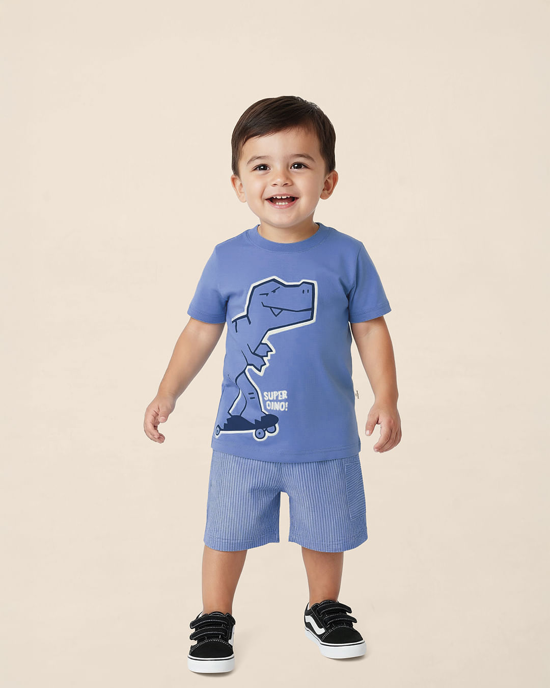 Conjunto Infantil Menino Camiseta Estampa Puff Super Dino! Malwee Kids - Azul - 8