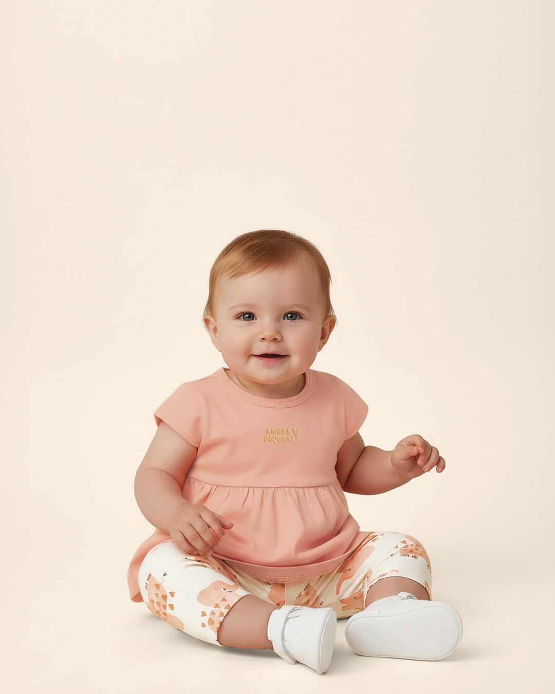 Conjunto Bebê Menina Blusa E Calça Estampada Em Algodão Malwee Kids