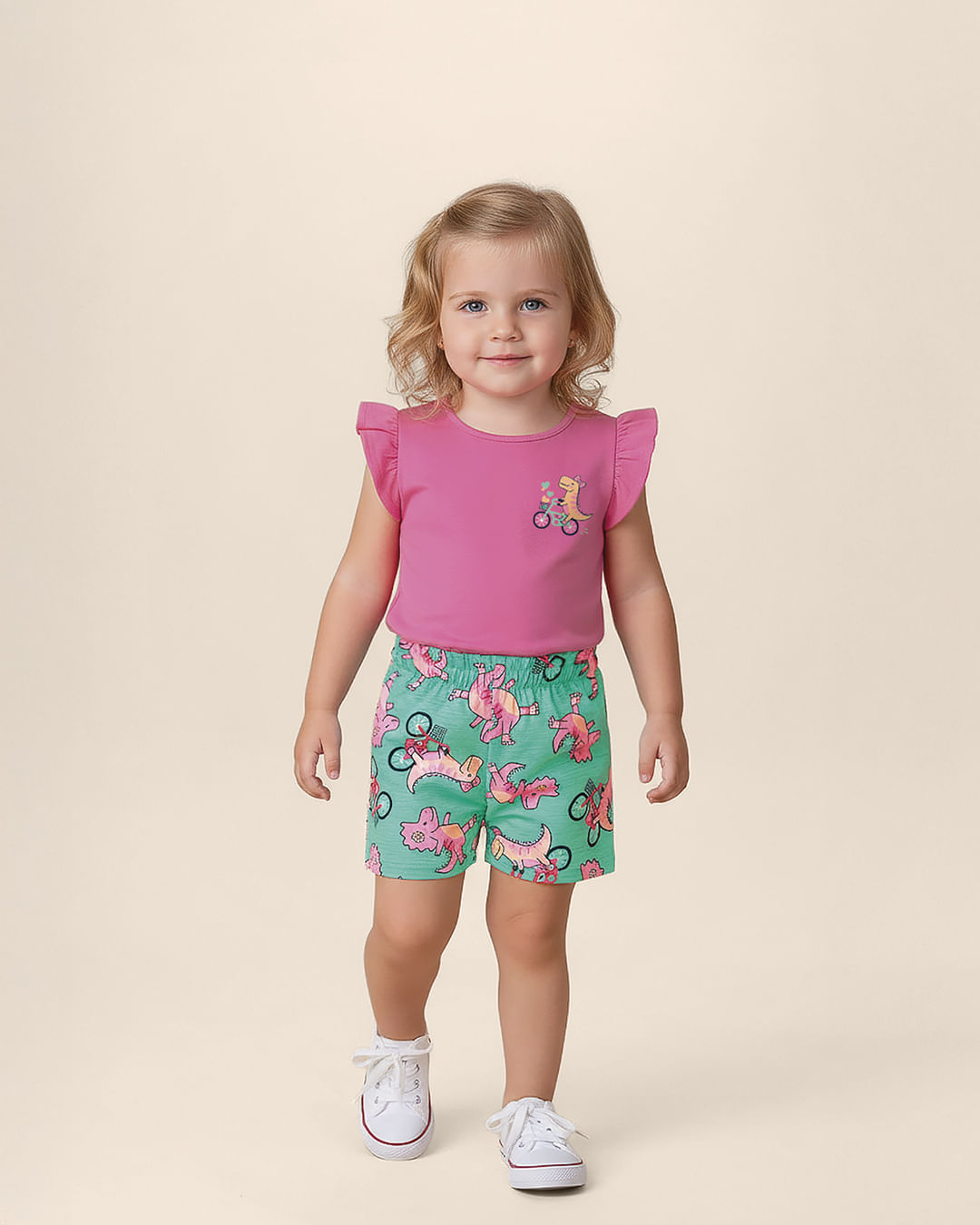 Conjunto Infantil Menina Estampa Temática Dinossauros Malwee Kids - Rosa - 8
