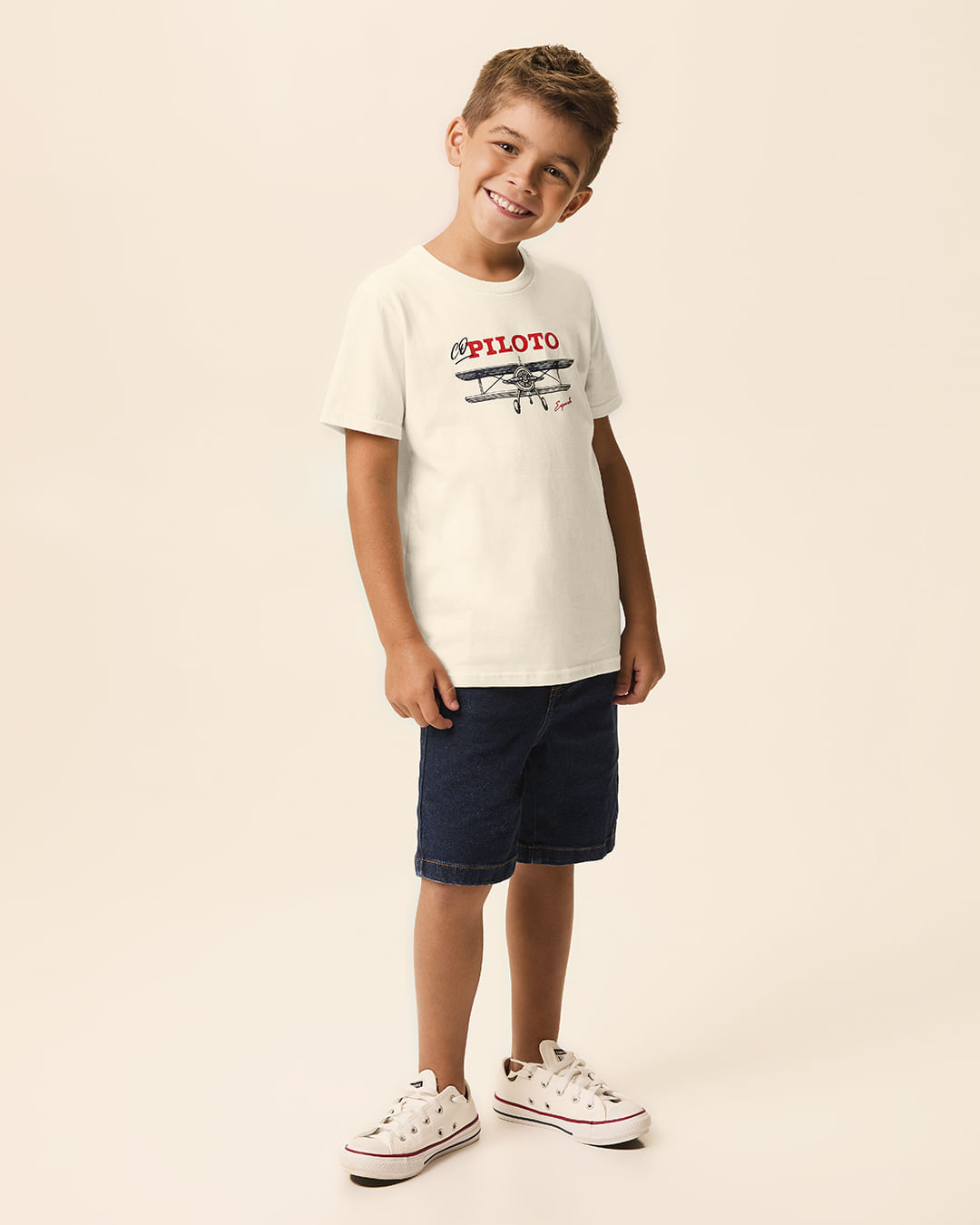 Camiseta Infantil Unissex Piloto Experiente Em Algodão Malwee Kids