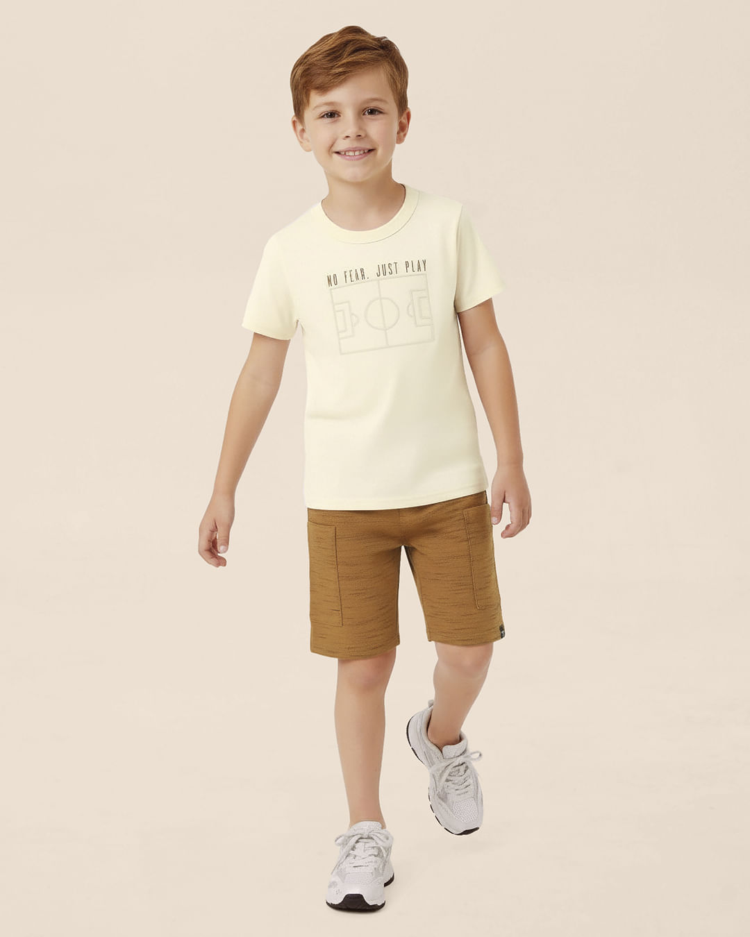 Conjunto Infantil Menino Bermuda Em Moletinho Rajado Malwee Kids