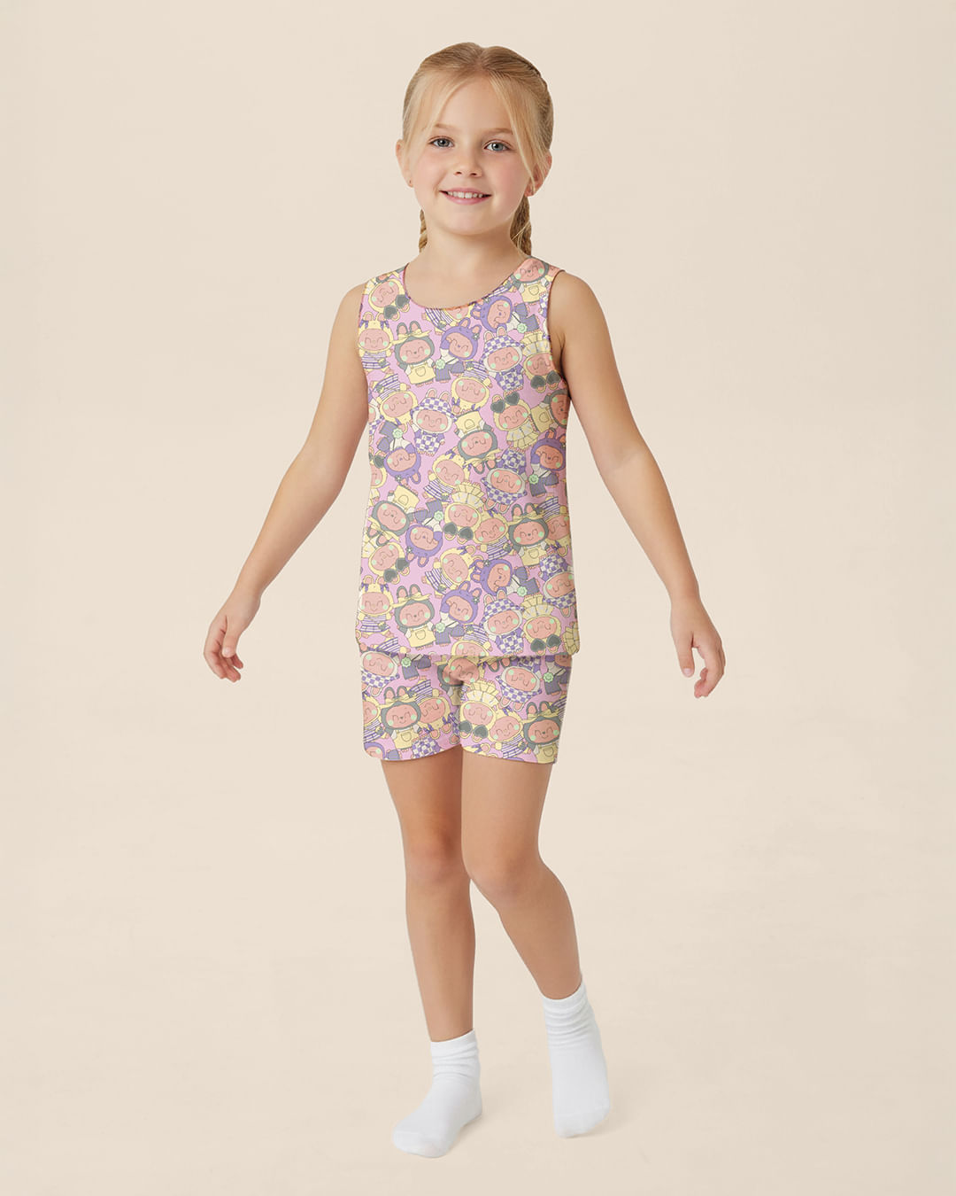 Pijama Curto Infantil Menina Estampa Corrida Brilha No Escuro Malwee Kids