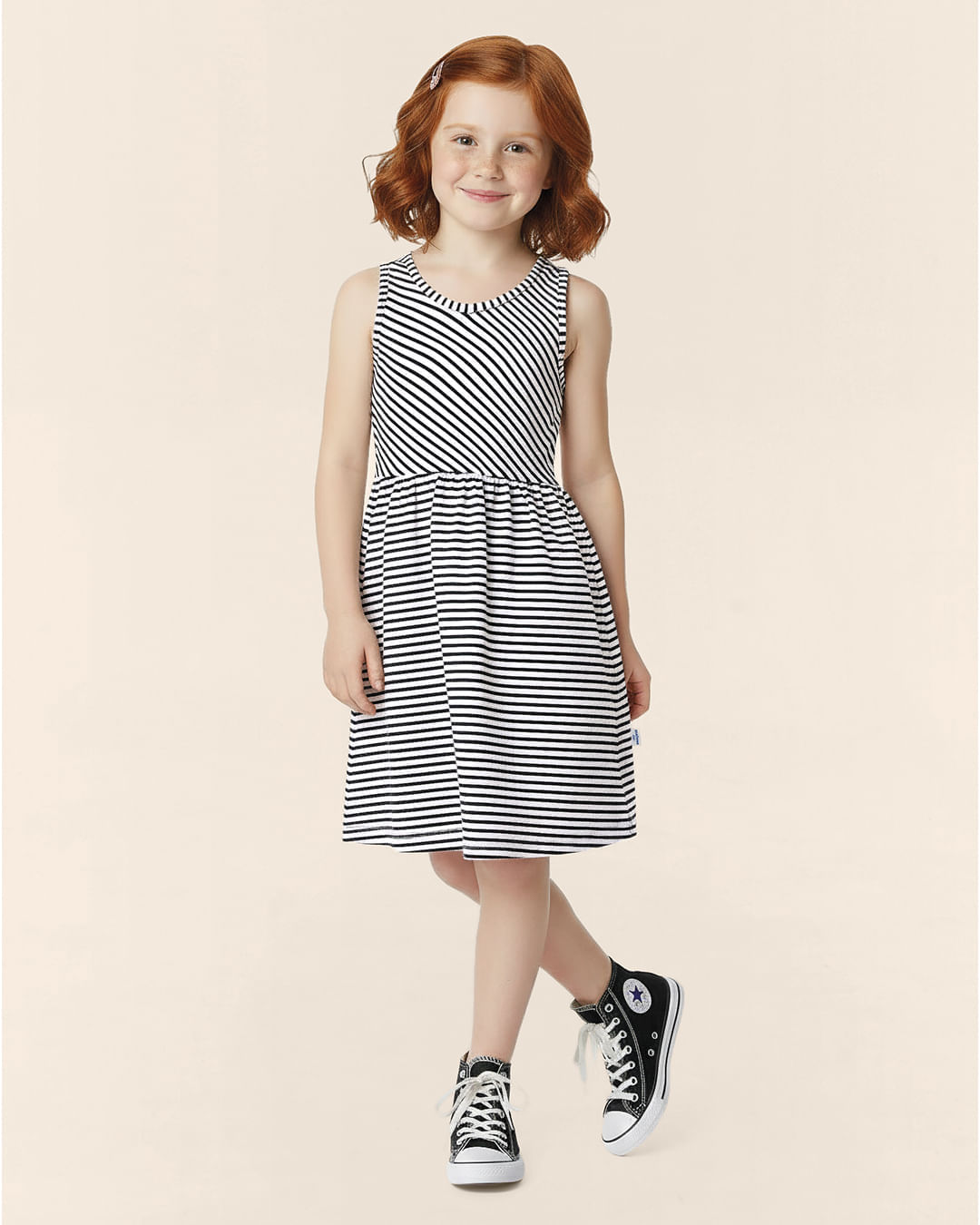 Vestido Infantil Detalhe Transpasse Costas Malha Listrada Lurex Malwee Kids