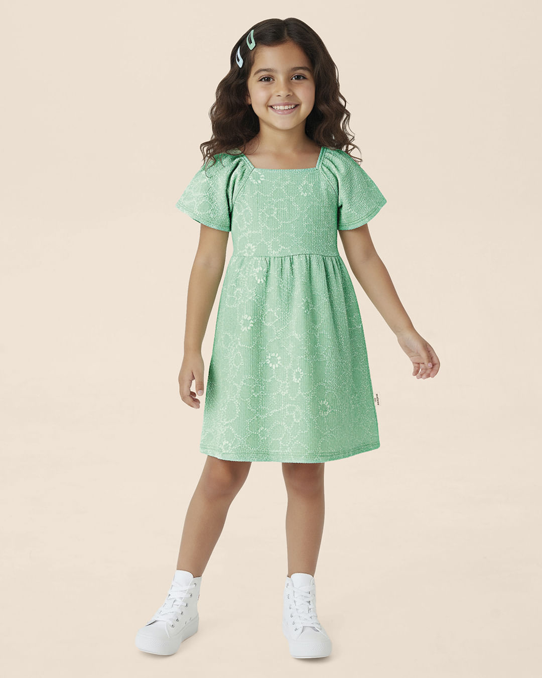 Vestido Infantil Detalhe Vazado Costas Em Malha Texturizada Malwee Kids