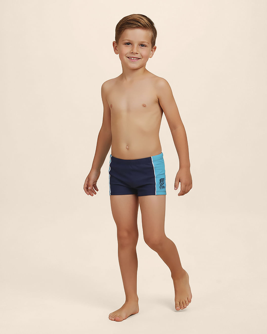 Sunga Boxer Infantil Menino Bicolor Estampa Lateral Malha UV50+ Malwee Kids