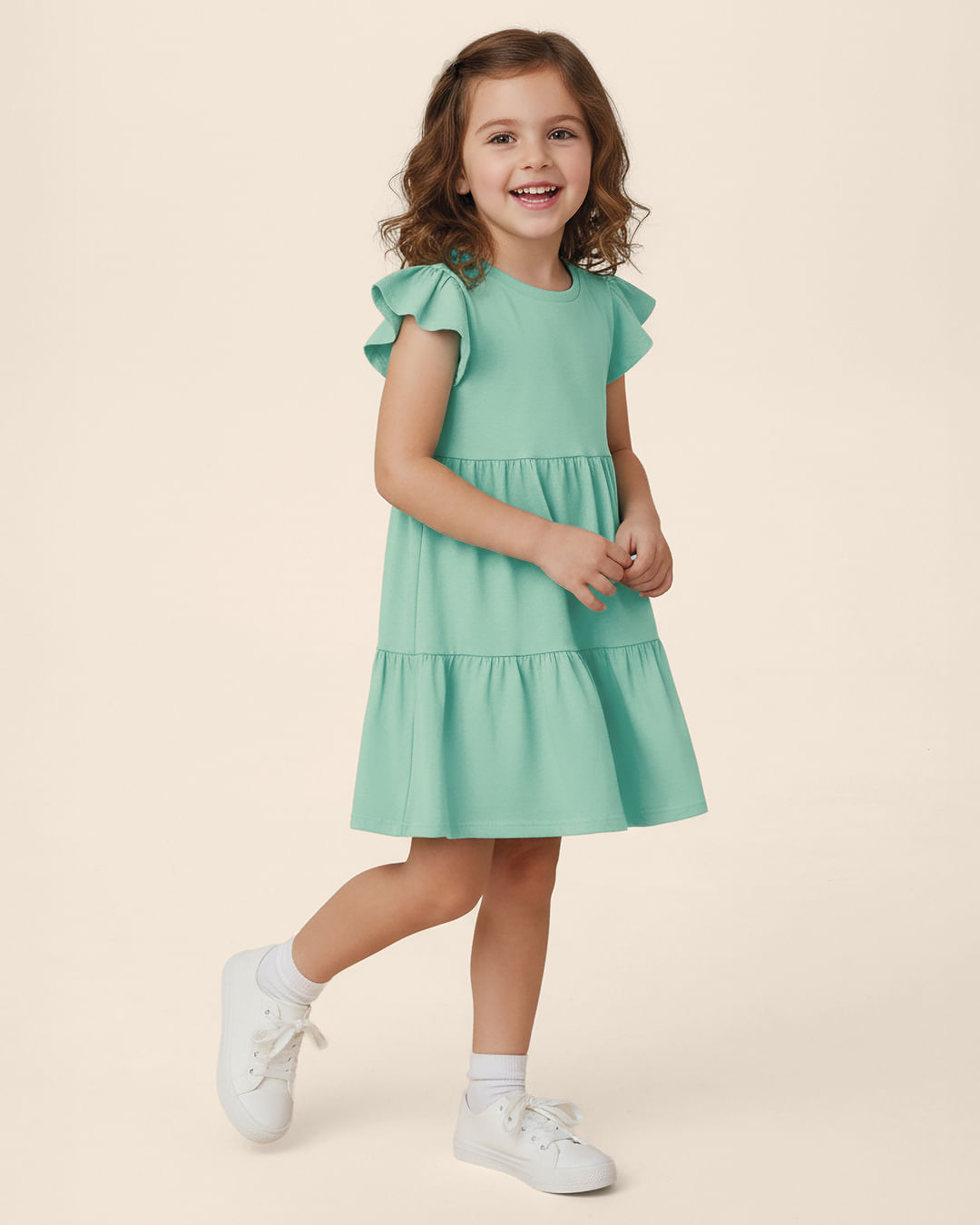 Vestido Infantil Rodado Acinturado Manga Curta Em Algodão Malwee Kids