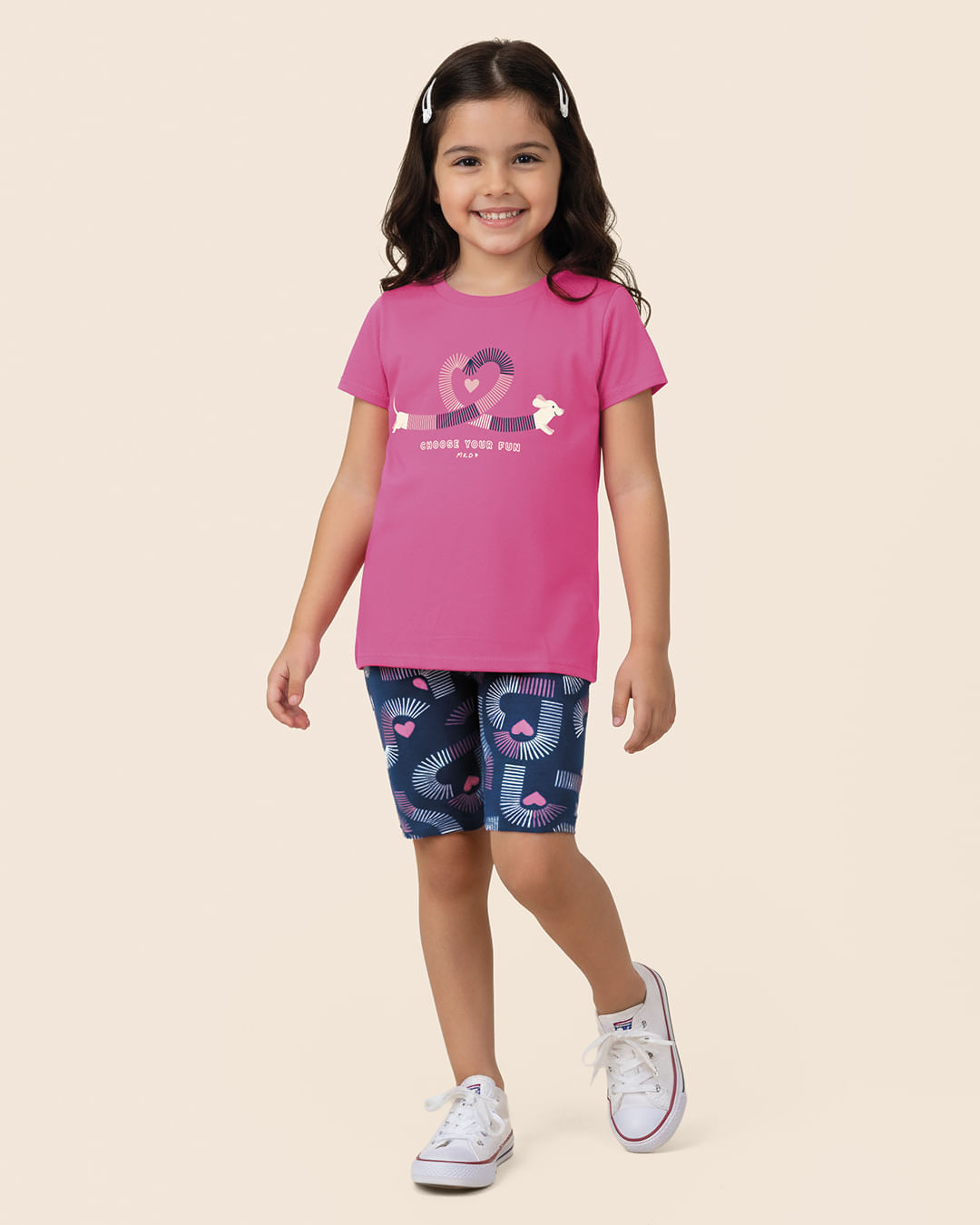 Conjunto Infantil Menina Camiseta E Bermuda Estampada Malwee Kids