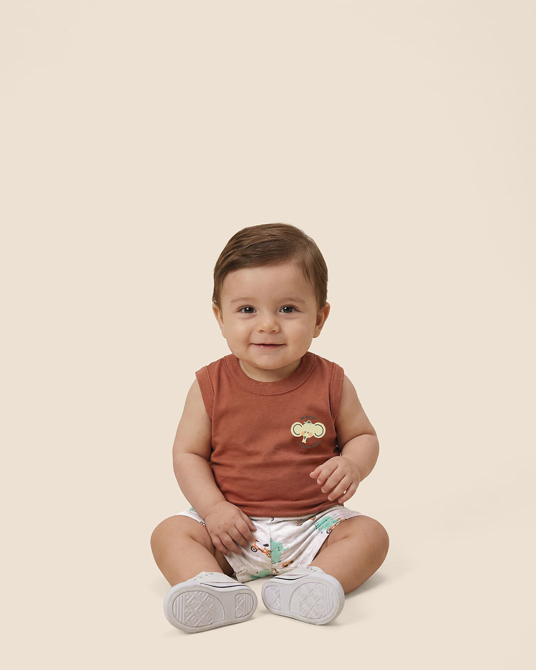 Conjunto Bebê Menino Regata E Bermuda Estampada Em Algodão Malwee Kids