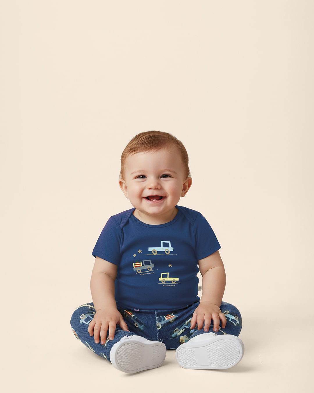Body Bebê Menino Manga Curta Estampa Frontal Em Algodão Malwee Kids - Azul - 18M