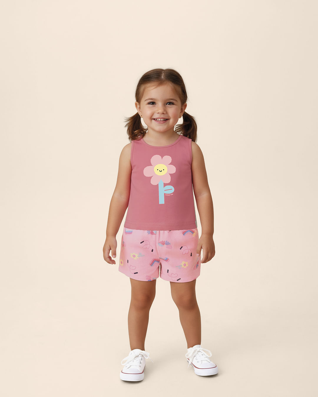 Regata Infantil Menina Evasê Estampa Com Glitter Holográfico Malwee Kids - Rosa - 8
