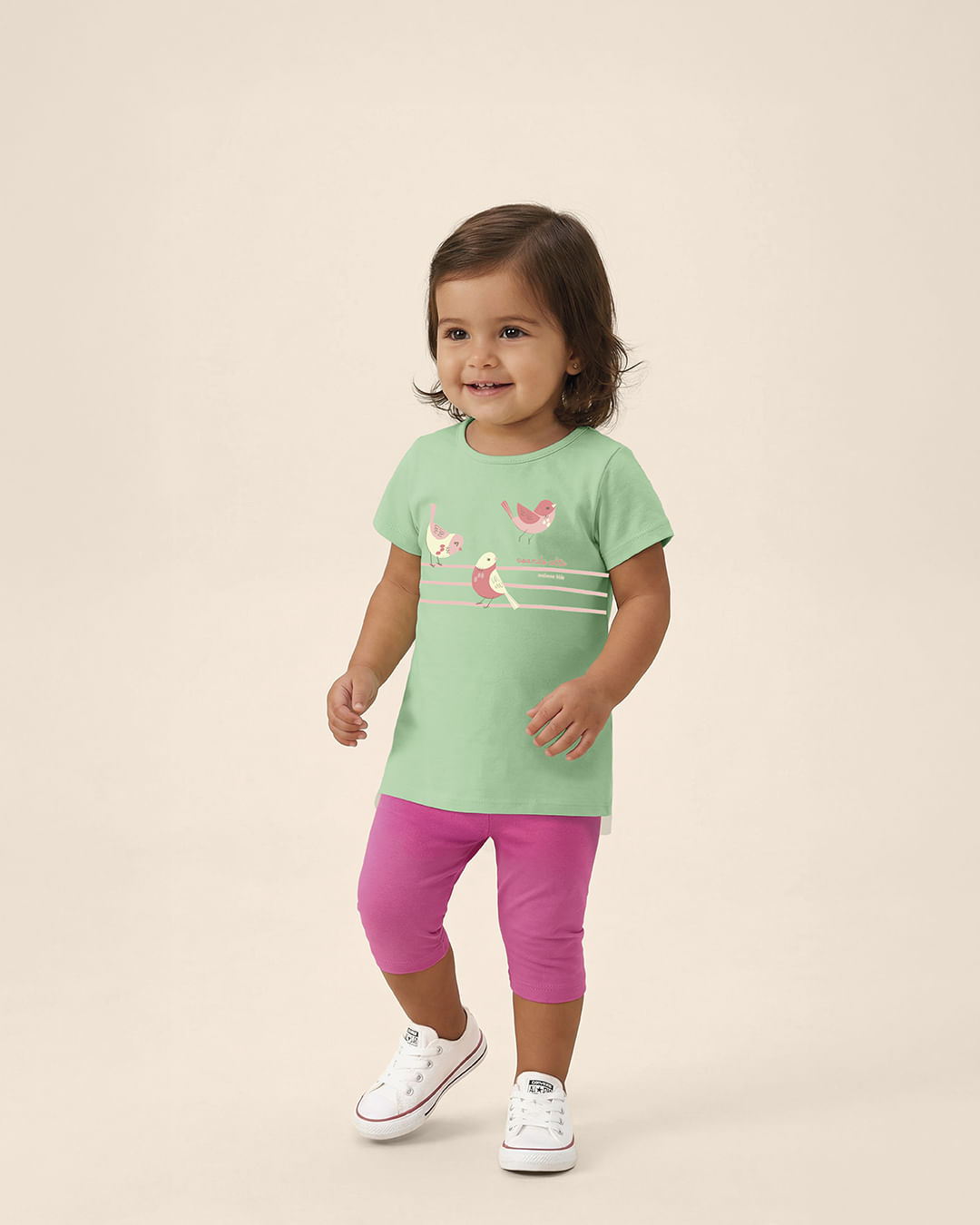 Conjunto Infantil Menina Blusa Estampa Voando Alto Em Algodão Malwee Kids - Verde - 8