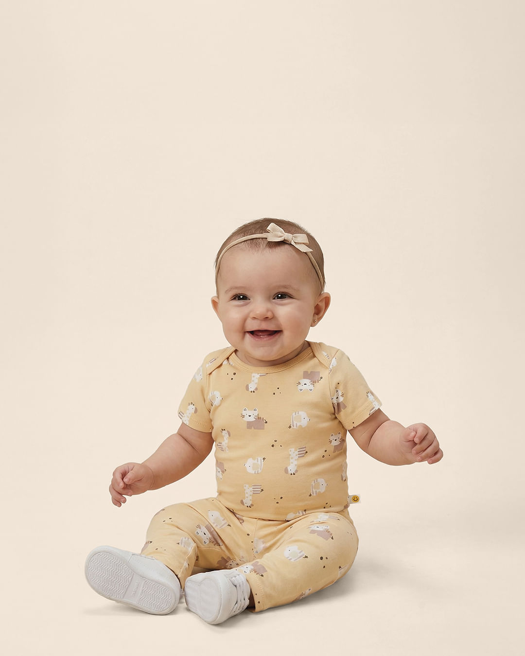 Body Bebê Unissex Estampa Rotativa Bichinhos Em Algodão Malwee Kids - Amarelo - 9M