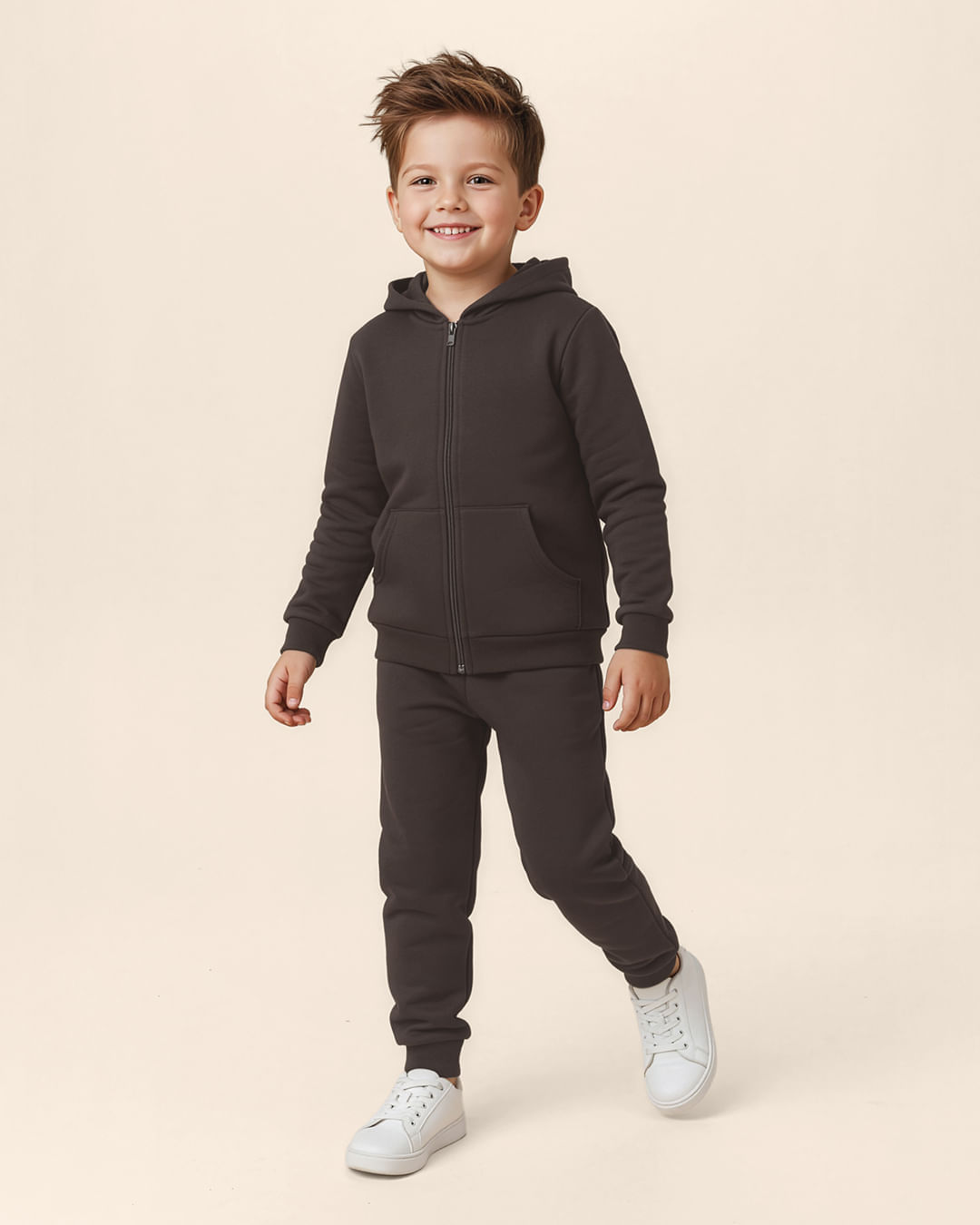 Calça Infantil Menino Jogger Cós Elástico Em Moletom Malwee Kids - Marrom - 6