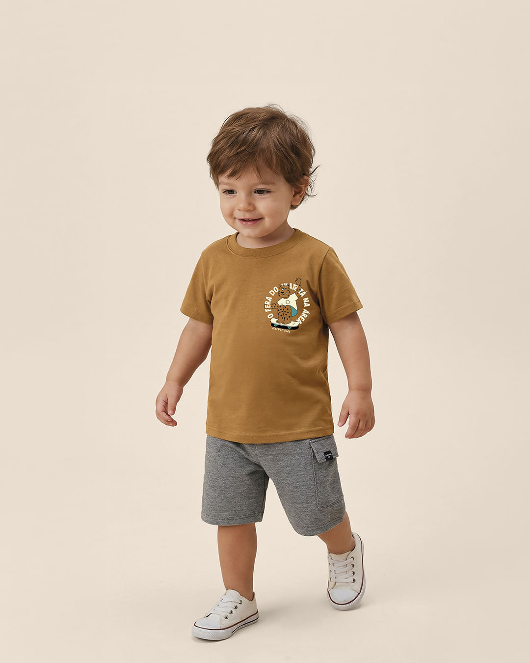 Camiseta Infantil Menino Estampa O Fera Do Skate Em Algodão Malwee Kids - Marrom - 3