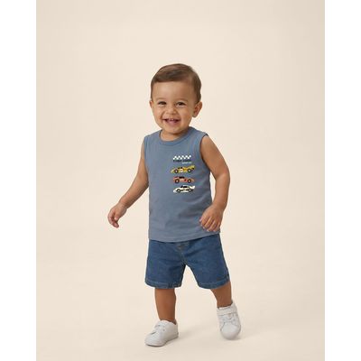 Regata Infantil Menino Turbo Ligado Em Algodão Malwee Kids
