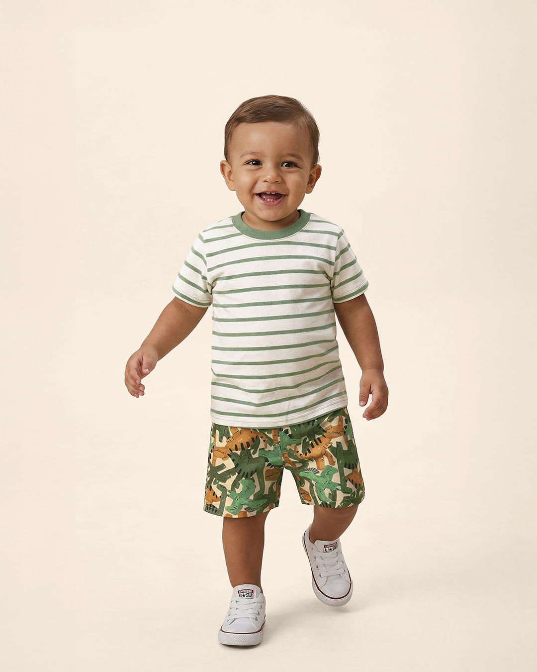 Bermuda Infantil Menino Estampada Cós Elástico Em Microfibra Malwee Kids - Marrom - 6