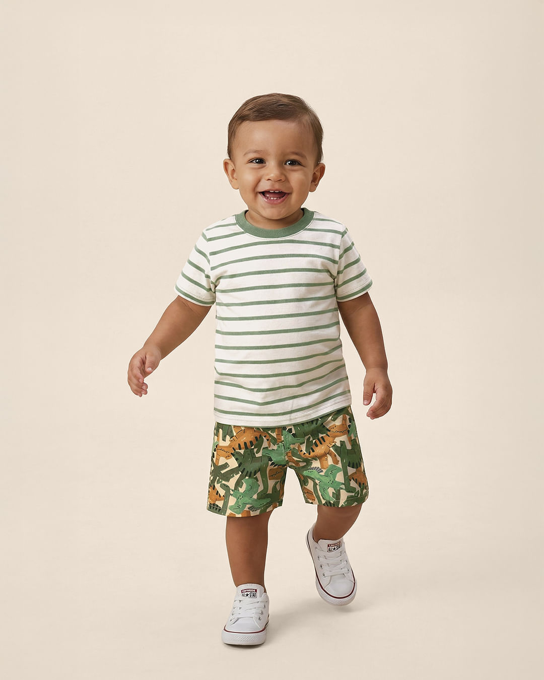 Camiseta Infantil Menino Estampa Listrada Em Algodão Malwee Kids - Verde - 6