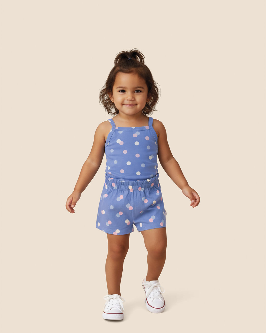 Shorts Infantil Menina Evasê Cós Clochard Estampado Em Algodão Malwee Kids - Azul - 8