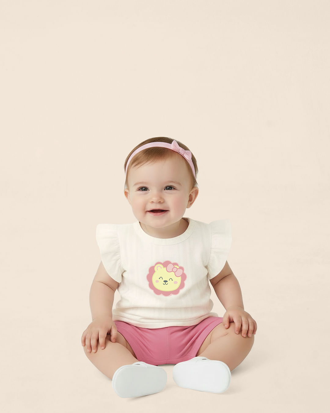 Conjunto Bebê Menina Blusa Textura Estampa Bichinho E Shorts Malwee Kids