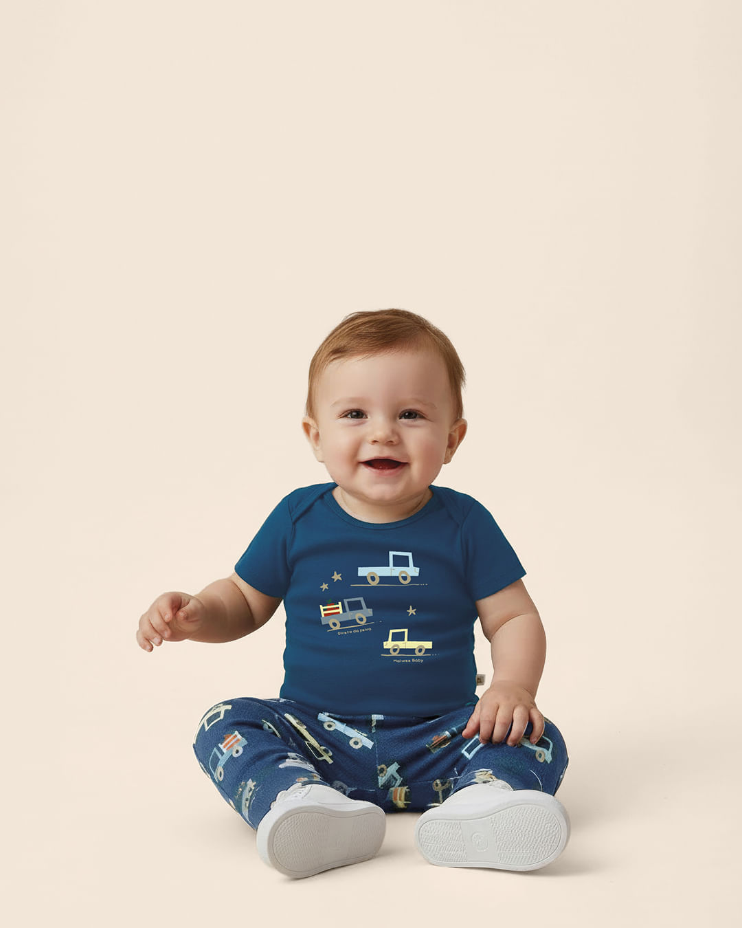 Calça Bebê Menino Saruel Estampa Digital Etiqueta Decorativa Malwee Kids - Azul - 6M